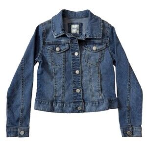 Mudd Girls Distressed Blue Denim Button Up Jacket, 10